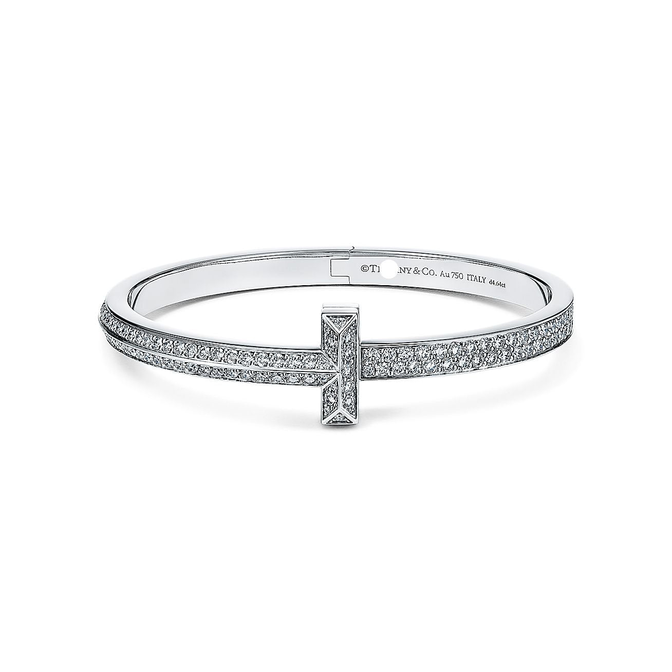 18K T1 Wide Diamond Hinged Bangle Bracelet