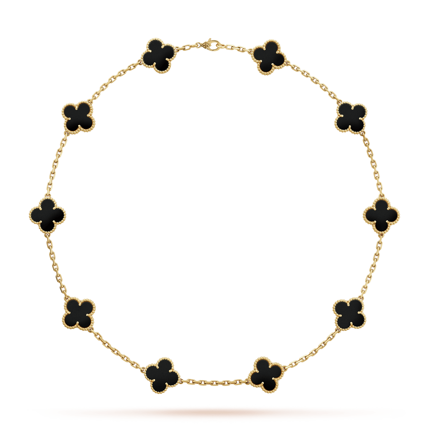 18K Vintage Alhambra Black 10 Motifs Clover Necklace