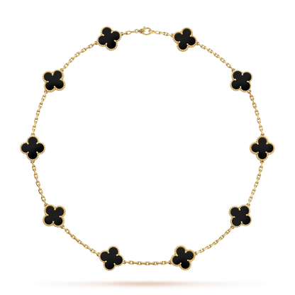 18K Vintage Alhambra Black 10 Motifs Clover Necklace