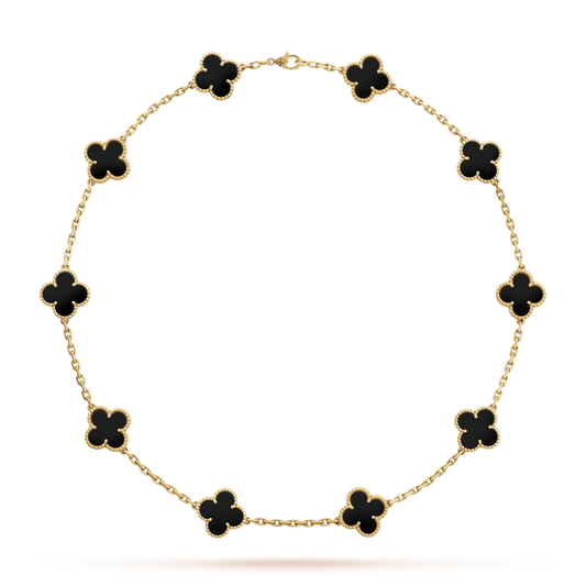 18K Vintage Alhambra Black 10 Motifs Clover Necklace