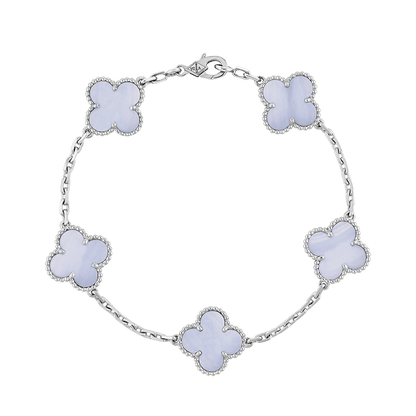 18K Vintage Alhambra Five Motifs Chalcedony Clover Bracelet
