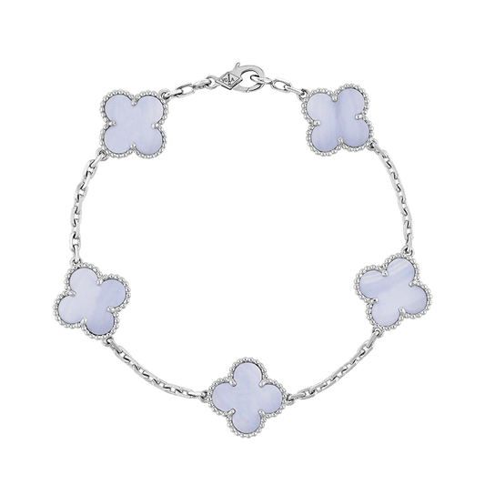 18K Vintage Alhambra Five Motifs Chalcedony Clover Bracelet